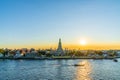 In Bangkok with Wat Arun temple and Chao Phraya River at sky sunset time Royalty Free Stock Photo