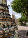 The colourfull porcelaine at the wat pho temple in Bangkok