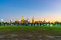 In Bangkok with Wat phra kaew temple at sunset time, The grand palace temple of the emerald buddha Royalty Free Stock Photo