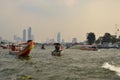 Bangkoks river traffic with hundreds of boats, Thailand