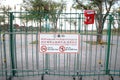 BANGKONK, THAILAND : prohibit warning sign post at SANAM LUANG area, Bangkok Thailand