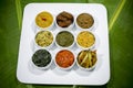 Bangla Cuisine Vorta, vaji, fish curry and vegetables curry platter. Royalty Free Stock Photo