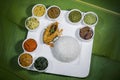 Bangla Cuisine Vorta, vaji, fish curry and vegetables curry platter. Royalty Free Stock Photo