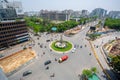 Top views of most crowded place at the SAARC Fountain Square in Kawran Bazar at Dhaka, Bangladesh