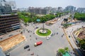 Top views of most crowded place at the SAARC Fountain Square in Kawran Bazar at Dhaka, Bangladesh