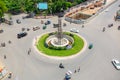 Top views of most crowded place at the SAARC Fountain Square in Kawran Bazar at Dhaka, Bangladesh