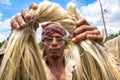 Bangladesh Ã¢â¬â August 06, 2019: A Bangladeshi worker Showing wet jute fiber at Madhabdi, Narsingdi, Bangladesh