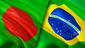 Bangladesh and Brazil flags. 3D Waving flag design. Bangladesh Brazil flag, picture, wallpaper. Bangladesh vs Brazil image,3D