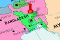 Bangladesh, Dhaka - capital city, pinned on political map