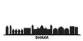 Bangladesh, Dhaka city skyline isolated vector illustration. Bangladesh, Dhaka travel black cityscape