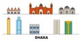 Bangladesh, Dhaka flat landmarks vector illustration. Bangladesh, Dhaka line city with famous travel sights, skyline