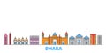 Bangladesh, Dhaka line cityscape, flat vector. Travel city landmark, oultine illustration, line world icons