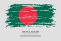 Bangladesh flag with brush stroke effect and information text poster, vector