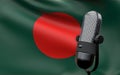 Bangladesh flag with microphone 3d rendering image