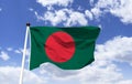 Bangladesh Flag Mockup, fluttering under a blue sky