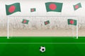 Bangladesh football team fans with flags of Bangladesh cheering on stadium, penalty kick concept in a soccer match