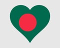 Bangladesh Heart Flag. Bangladeshi Love Shape Country Nation National Flag. People`s Republic of Bangladesh Banner Icon Sign Symbo