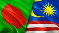 Bangladesh and Malaysia flags. 3D Waving flag design. Bangladesh Malaysia flag, picture, wallpaper. Bangladesh vs Malaysia image,