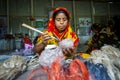 Handicraft maker women are making on a showpiece bird nests using on pineapple fiber at Madhupur, Royalty Free Stock Photo