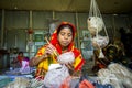 Handicraft maker women are making on a showpiece bird nests using on pineapple fiber at Madhupur, Royalty Free Stock Photo