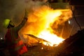 Bangladesh Ã¢â¬â May 19, 2015: From metal scrap to iron rod making steel factory machine operator at Demra, Dhaka, Bangladesh