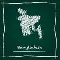 Bangladesh outline vector map hand drawn with.