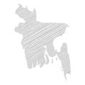 Bangladesh - pencil scribble sketch silhouette map of country area with dropped shadow. Simple flat vector illustration