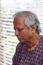 Muhammad Yunus is listening to the discussion at a conference at Grameen centre, Dhaka