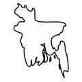 Bangladesh - solid black outline border map of country area. Simple flat vector illustration