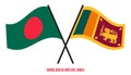 Bangladesh and Sri Lanka Flags Crossed And Waving Flat Style. Official Proportion. Correct Colors