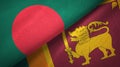 Bangladesh and Sri Lanka two flags textile cloth, fabric texture