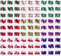 Bangladesh, Turkish Northern Cyprus, Macau, Taiwan, Togo, Kuban Republic, Greenland, Polen, Australia. Big set of 81 flags. Royalty Free Stock Photo