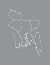 Bangladesh vector map with border lines of divisions using gray color on dark background illustration