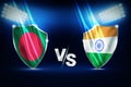 Bangladesh vs India Cricket match fixture wallpaper with lighting and Versus typography Royalty Free Stock Photo