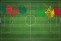 Bangladesh vs Mali Soccer Match, national colors, national flags, soccer field, football game, Copy space