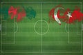 Bangladesh vs Turkey Soccer Match, national colors, national flags, soccer field, football game, Copy space