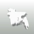 Bangladesh - white 3D silhouette map of country area with dropped shadow on grey background. Simple flat vector