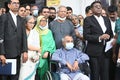 Nobel peace laureate Muhammad Yunus at Labor Appellate Tribunal for bail extension in Dhaka.