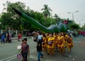 Bangladeshi people attend Mangal Shobhajatra, a rally in celebration of the Bengali New Year or