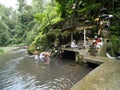 Bangli, Indonesia-September 20,2017:Purification ritual at Pura Tirta Sudamala, Bangli, Bali