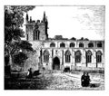 Bangor Cathedral, Caernarvonshire, vintage engraving