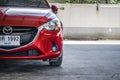 BANGSAN, THAILAND - August 18, Car on blurry foreground with background. in showroom of mazda thailand. Wait maintenance for custo