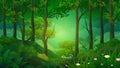 Wild dark jungle forest nature landscape with green jungle foliage and exotic plants