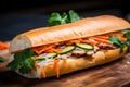 Banh Mi - Flavorful Vietnamese Sandwich with Fresh Vegetables and Savory Meat