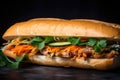 Banh Mi - Flavorful Vietnamese Sandwich with Fresh Vegetables and Savory Meat