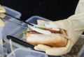 banh mi while preparing, Vietnamese style of sandwich