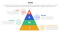bani world framework infographic 4 point stage template with pyramid shape vertical for slide presentation