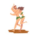 Banishment of Adam and Eve from Garden of Eden as Narrative from Bible Vector Illustration