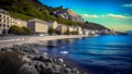 Banja beach, view of the Old Town from the coast, Dubrovnik, Croatia Royalty Free Stock Photo