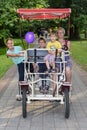 Family bicycle for four people and couples in love. Four wheels bicycle.